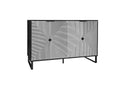 Carved 4 Door Sideboard Sideboard Buffet Cabinet With Storage Black And White Striped Sideboardmodern Coffee Bar Cabinet With Adjustable Shelf For Living Room Diningroom Kitchen Black Modern Mdf