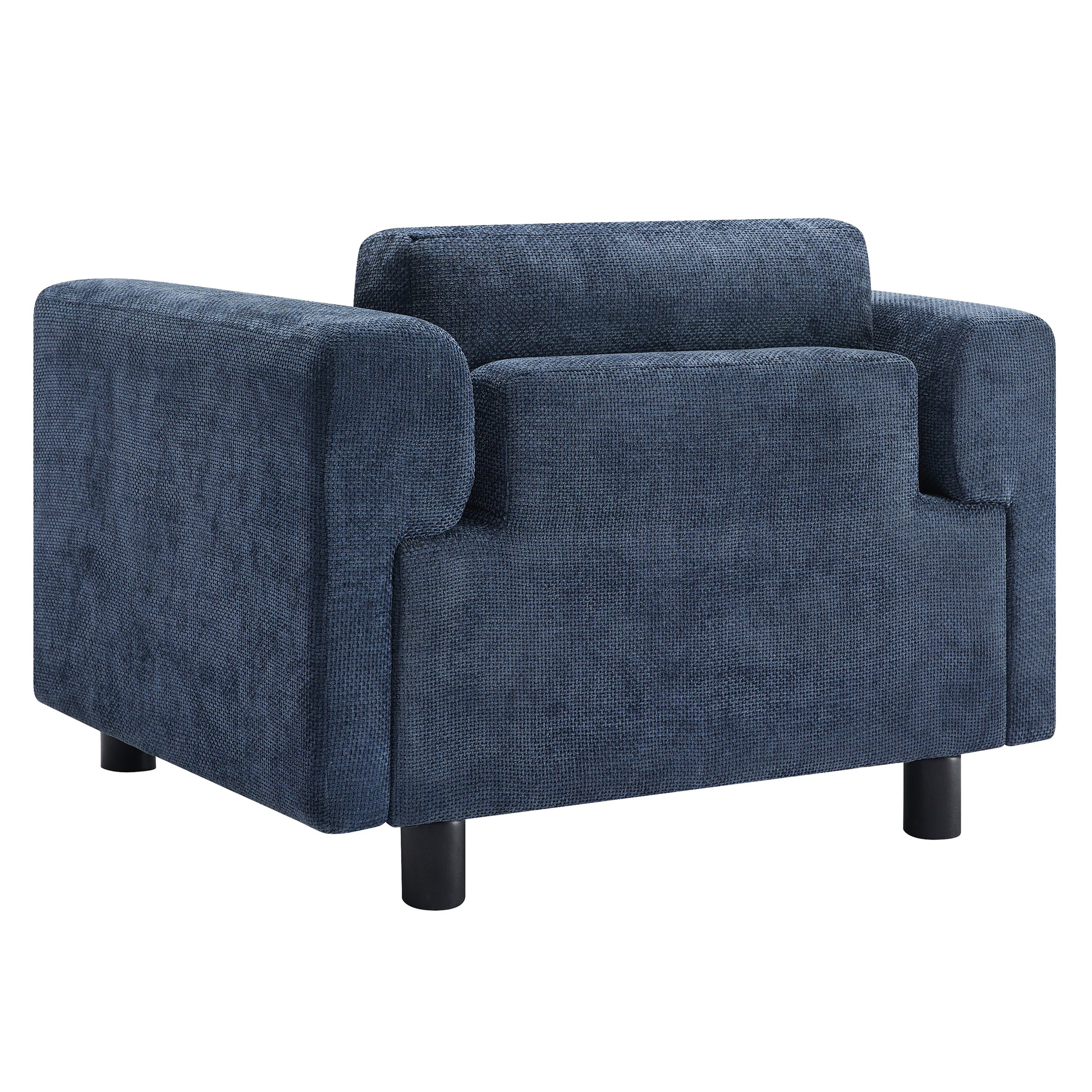 Modern Oversized Armchair Comfy Accent Chair Single Sofa For Living Room Bedroom Office Apartment, Woven Velvet Fabric, Blue Blue Wood