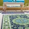 Transitional, Oriental, Medallion, Textured Loop Pile 5' X 7'6