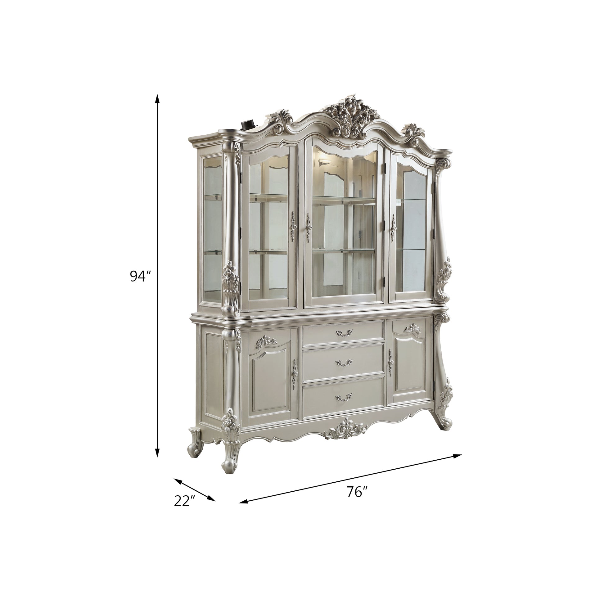 Bently Buffet & Hutch Champagne Finish Dn01371 Champagne Solid Wood Mdf