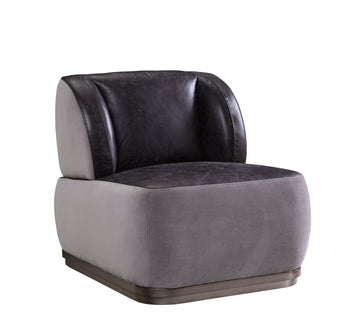 Antique Slate And Grey Accent Chair Grey Black Primary Living Space Glam Genuine Leather