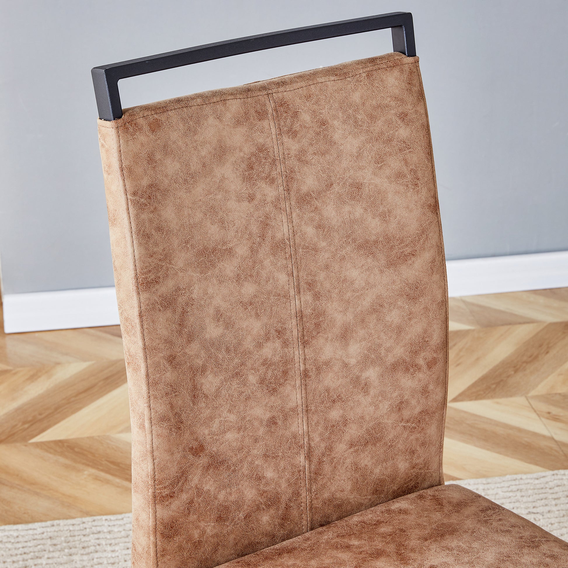 Table And Chair Set. Modern Dining Table With Mdf Top And Beautiful Mdf Legs. Comes With Brown Comfortable Chair With Pu Seat And Metal Legs. Suitable For A Wide Range Of Decorative Styles. Brown,Wood Seats 6 Mdf