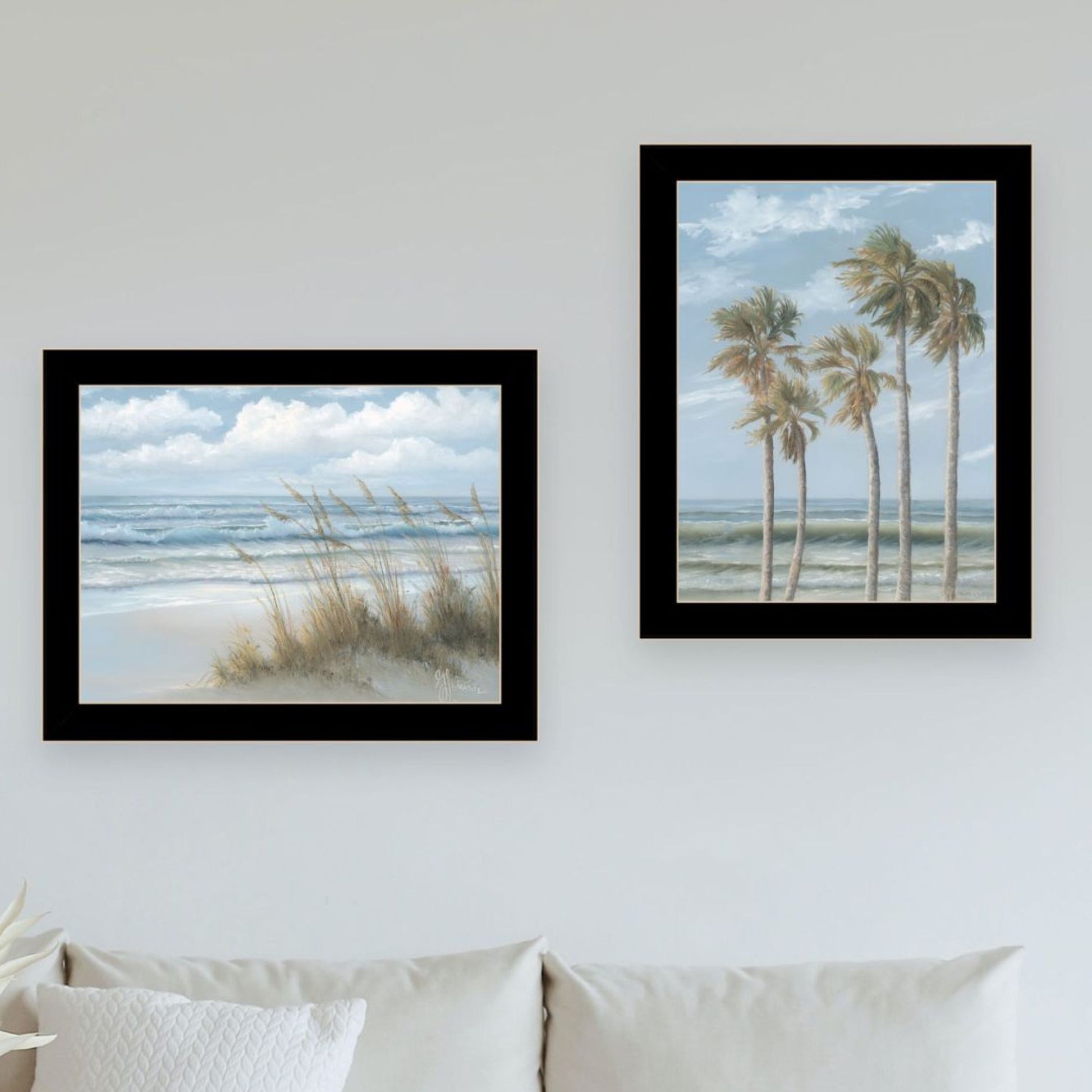 "Winds Of The Ocean Blowing The Palm Trees And Sea Oats" Framed Wall Art For Living Room, Wall Art Print For Home Decor, Bedroom Wall Art By Georgia Janisse Multicolor Wood Paper