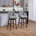 Coolmore Bar Stools Set Of 2 Counter Height Chairs With Footrest For Kitchen, Dining Room And 360 Degree Solid Wood Legs Swivel Bar Stools Set Of 2 Gary Linen Gray Foam Linen