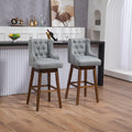 Coolmore Bar Stools Set Of 2 Counter Height Chairs With Footrest For Kitchen, Dining Room And 360 Degree Solid Wood Legs Swivel Bar Stools Set Of 2 Gray Linen Gray Foam Linen