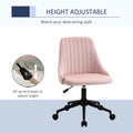 Vinsetto Mid Back Office Chair, Velvet Fabric Swivel Sop Shape Computer Desk Chair For Home Office Or Bedroom, Pink Pink Polyester