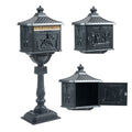 Mailbox Cast Aluminum Black Mail Box Postal Box Security Heavy Duty Black Aluminium