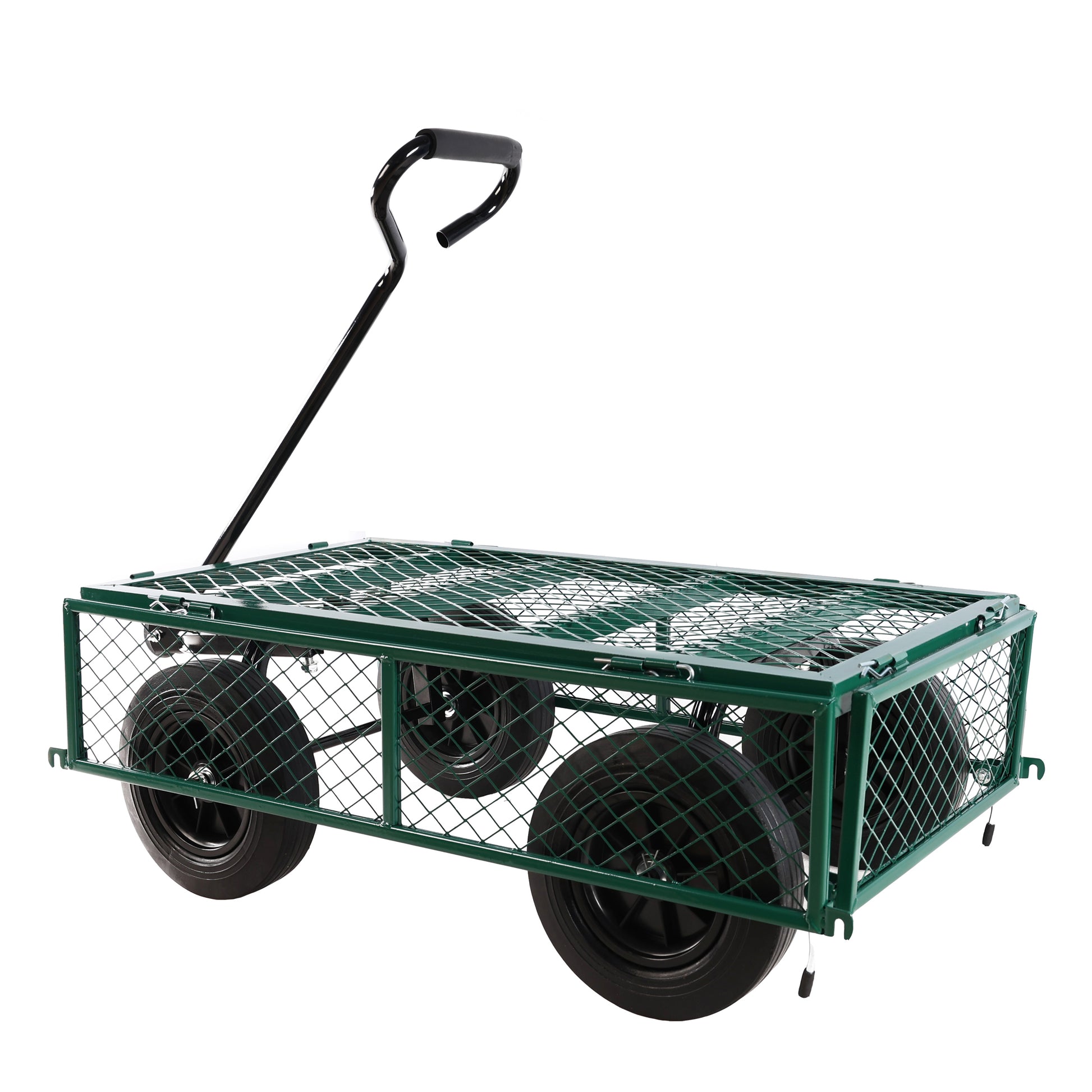 Green Solid Wheels Wagon Cart Solid Wheels Tools Cart Wagon Cart Garden Cart Trucks Make It Easier To Transport Firewood Green Metal