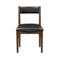 Black Leather Upholstered Side Chairs Set Of 2, Modern Contemporary Cherry Finish Wooden Furniture Dining Chairs Cherry Dining Room Contemporary,Modern,Transitional Wood
