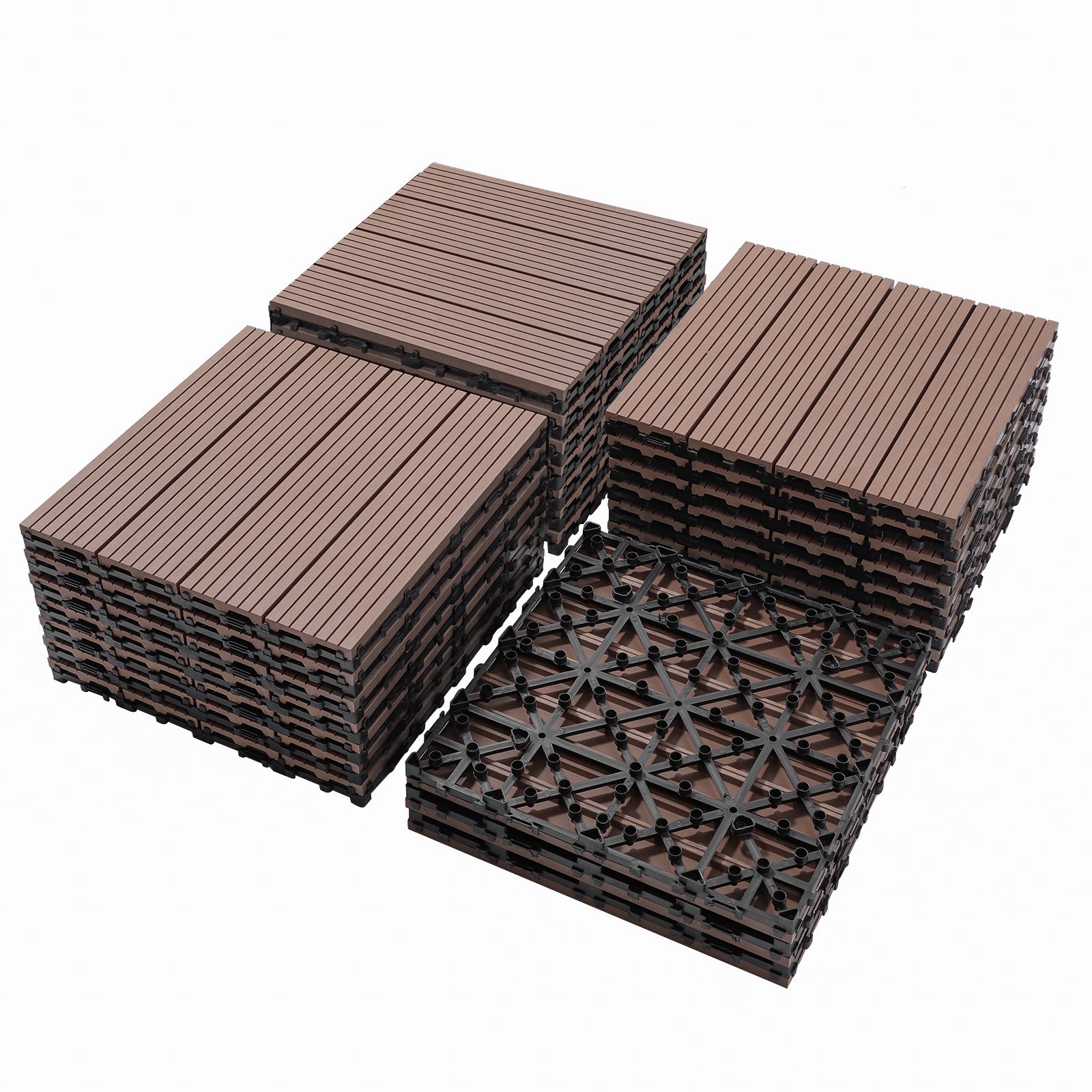 Wood Plastic Composite Deck Tiles Set Of 20, Sustainable Fsc Composite
