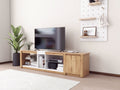 Moderntv Stand For Tvs Up To 80''Media Console With Multi Functional Storage, Entertainment Center With Led Light, Tv Cabinet For Living Room,Bedroom White Natural 70 79 Inches 70 79 Inches 70 Inches Particle Board