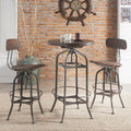 Walnut And Gunmetal Bar Table Walnut Primary Living Space Round Wood