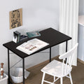 Small Space Writing Desk With Headphone Hooks Modern Simple Design, Suitable For Study, Home Office And Children'S Room, 40 Inch, Black Black Wood