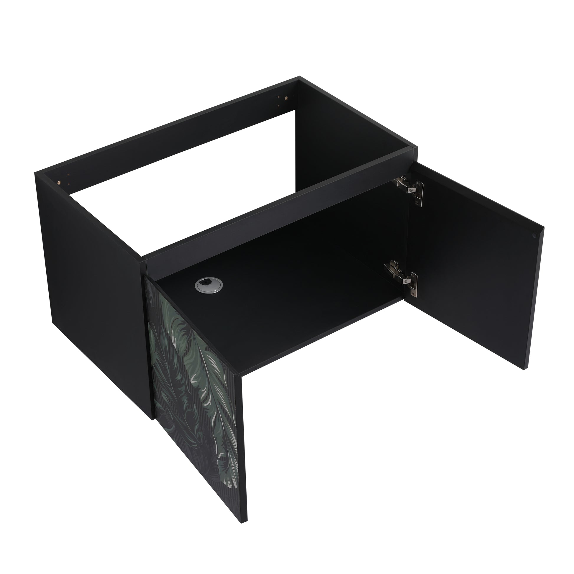 30'' Floating Wall Mounted Bathroom Vanity With Ceramics Sink & Soft Close Cabinet Door, Kd Package Black Bathroom Modern Plywood