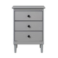 Classic Solid Wood 3 Drawer Nightstand Grey Gray Mdf Pine