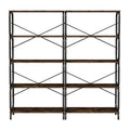 5 Tier Large Book Shelf, Bookcase Home Office Open Bookshelf,Shelves For Living Room, Office Shelf,Vintage Industrial Style Bookshelf With Metal Frame,Rustic Brown Black Primary Living Space