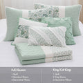 6 Piece Cotton Percale Quilt Set With Throw Pillows Aqua Full Queen Full Aqua Polyester