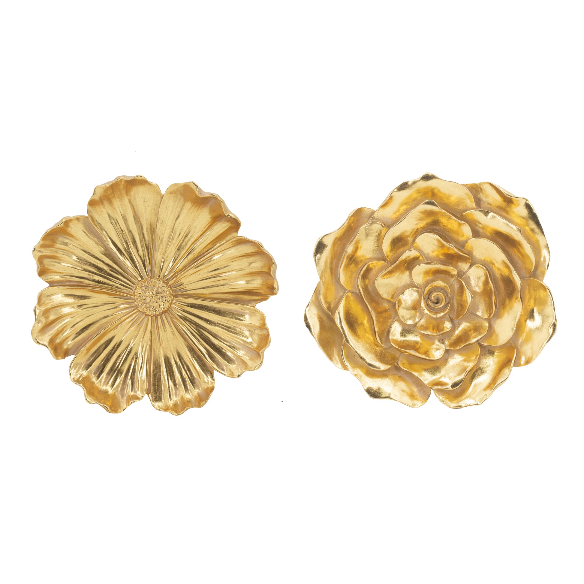 S 2 Gold Rose Hanging Wall Accents Gold Resin