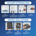 25 Combo Vacuum Seal Bags 5 Jumbo 5 Large 5 Medium 5 Small 5 Roll M With Hand Pump, Vacuum Storage Bags, Space Saver Bags For Comforters, Blankets, Bedding, Pillows, Clothes White Polyethylene