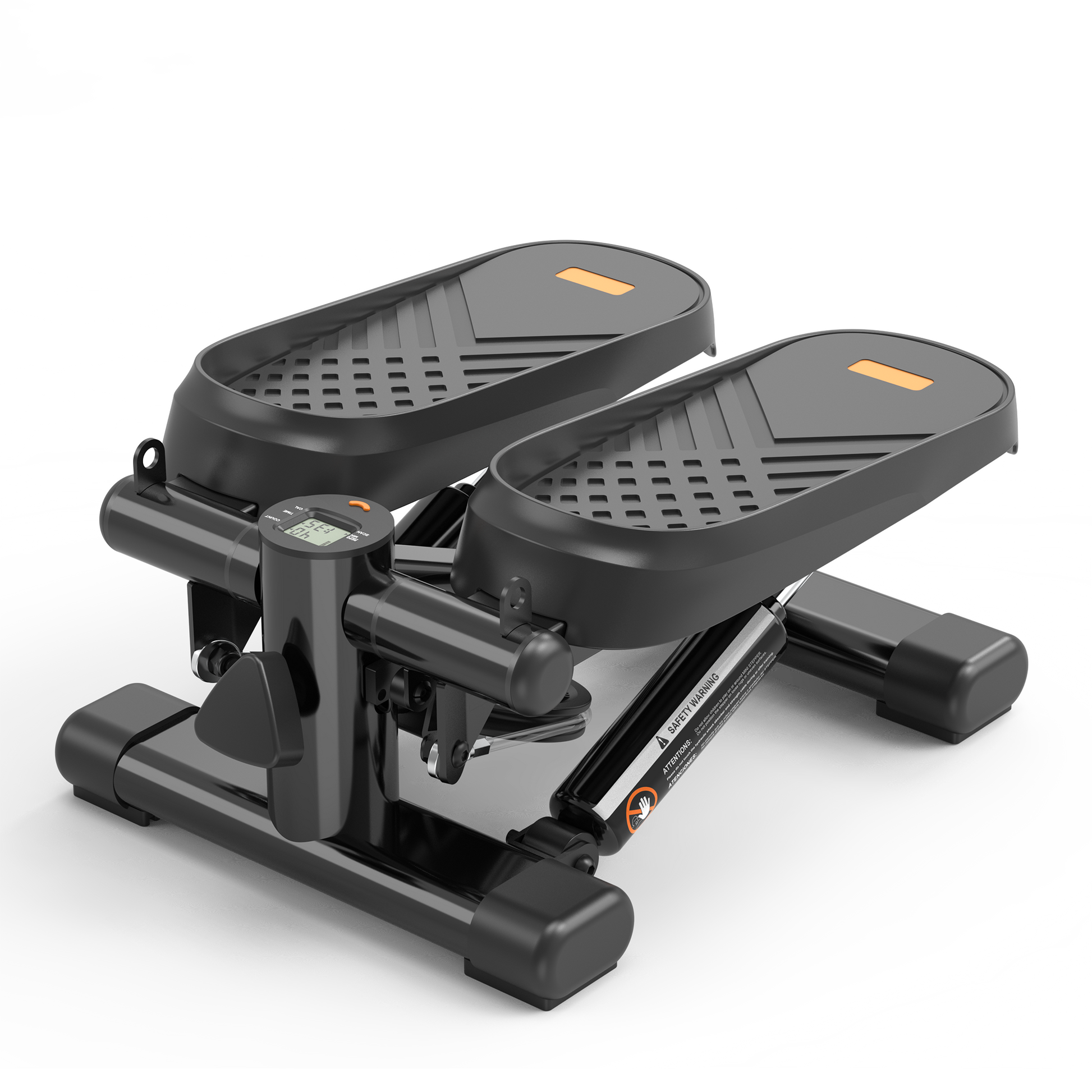 Home Office Exercise 330Lbs Capacity Mini Stepper With Resistance Bands And Lcd Monitor Black Steel