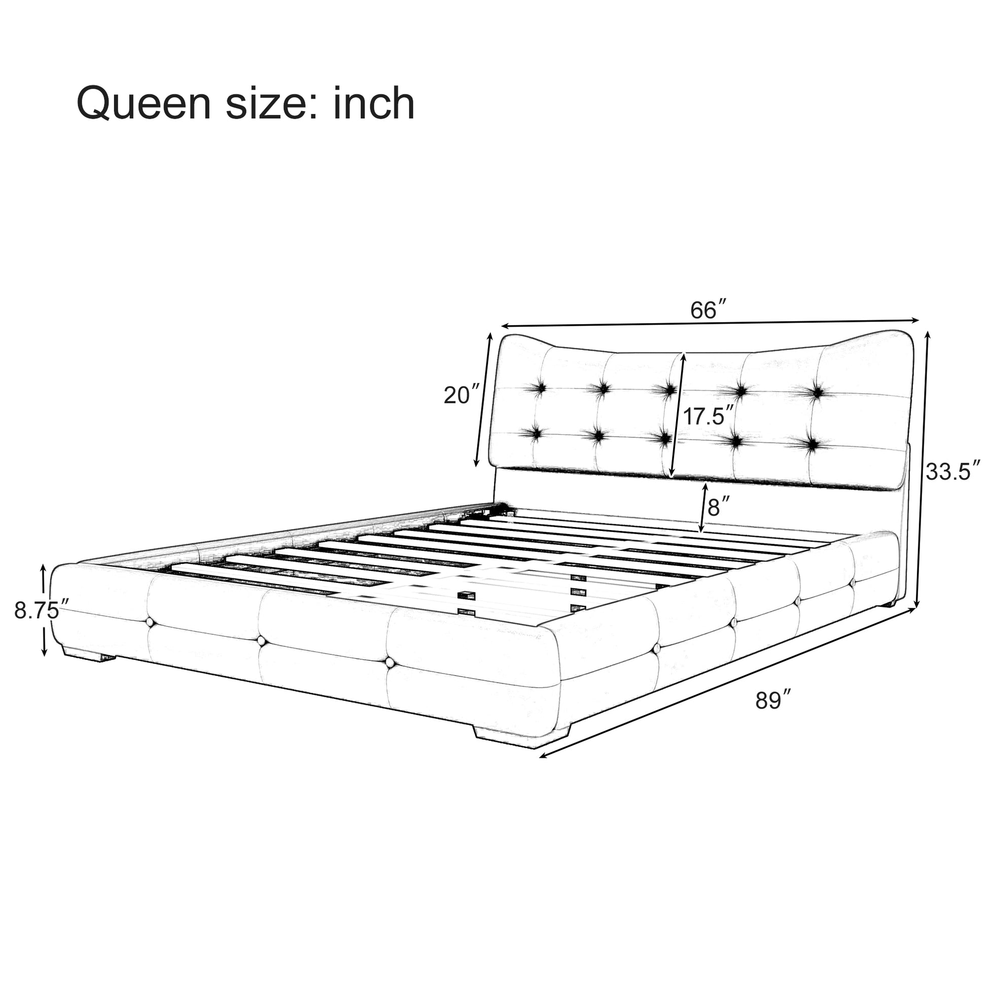 Modern Pu Upholstered Queen Bed With Ergonomic Wingback Headboard, No Box Spring Needed, Black Box Spring Not Required Queen Black Composite Bedroom Contemporary Bed Frame Pu,Upholstered