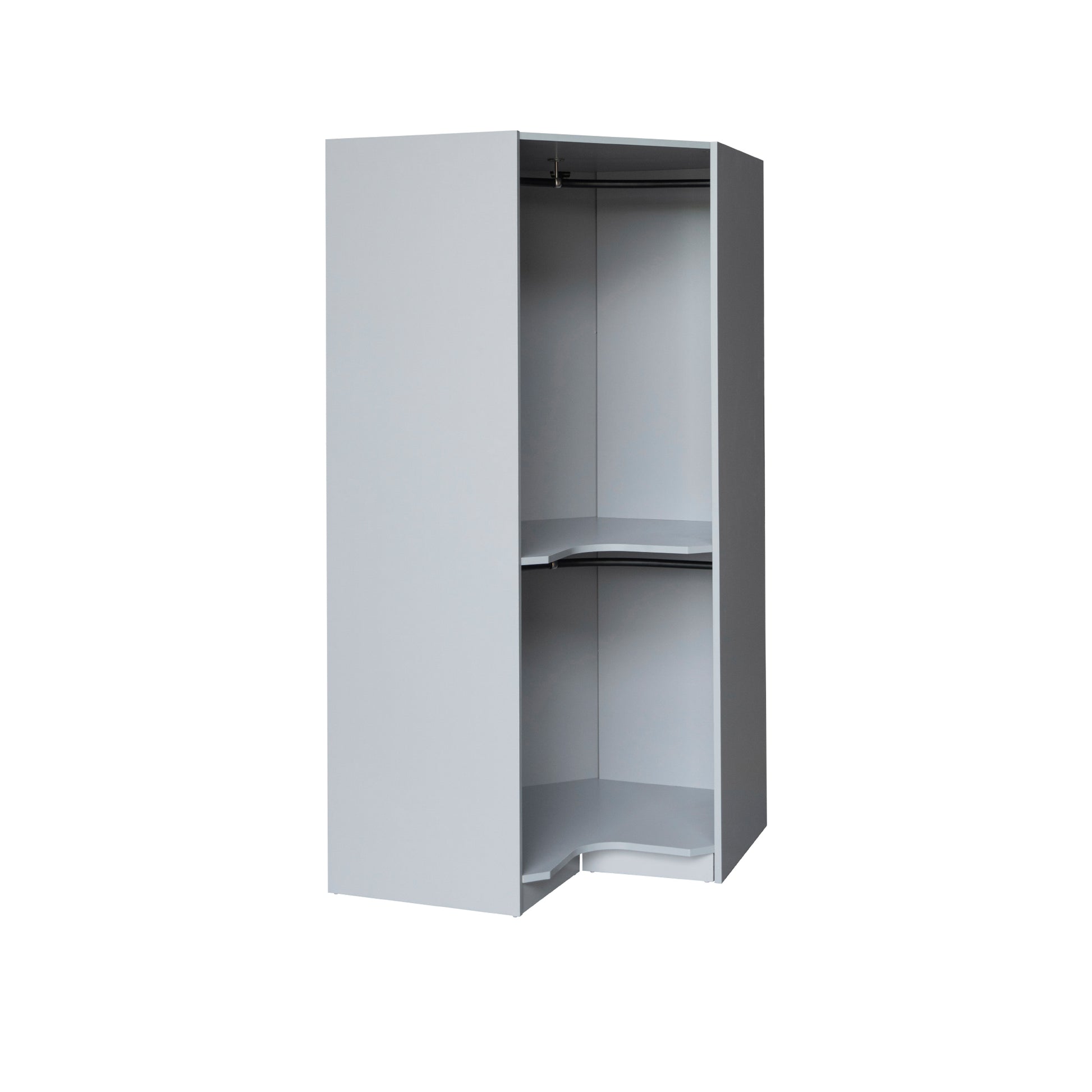 Polygon Corner Wardrobe, Gray Gray Particle Board