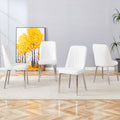 4 Modern Dining Chairs, Smooth Pu Leather Backrest And Silver Toned Metal Legs For A Comfortable Home Experience For Kitchens, Bedrooms And Offices. White Pu