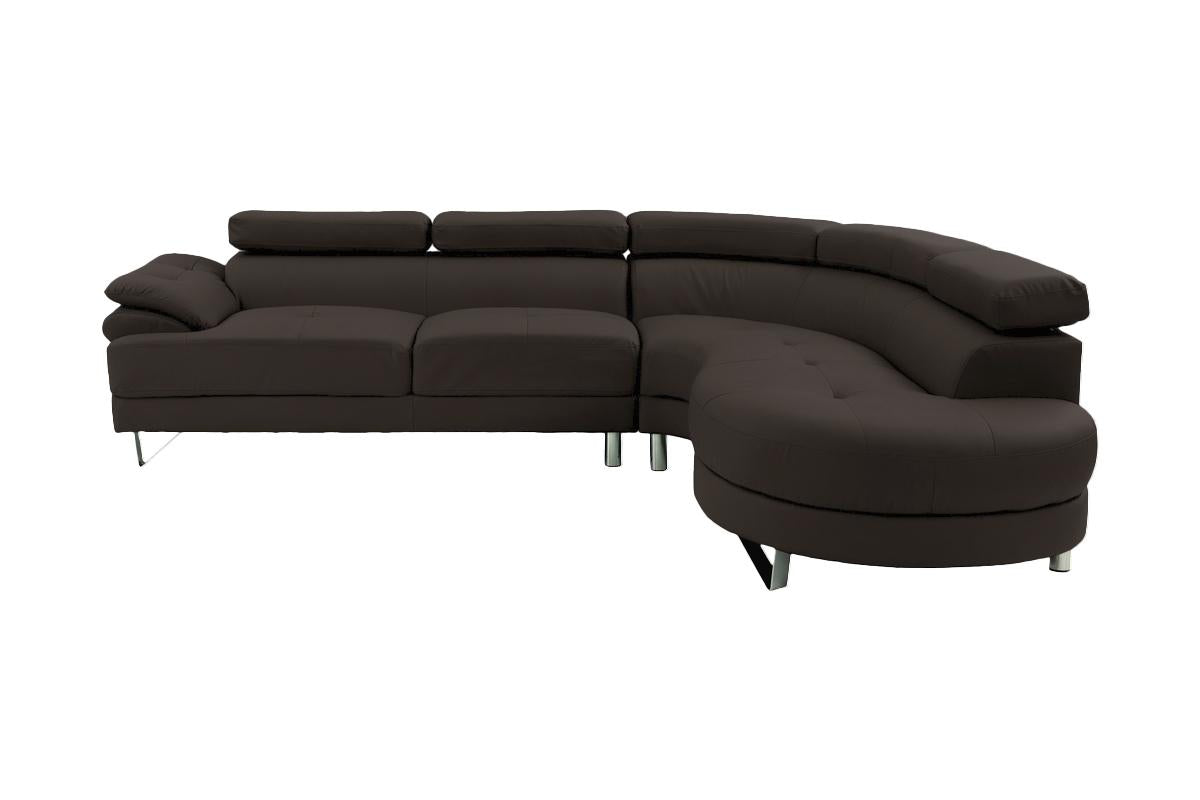 Luxurious Living Room Furniture Sectional Sofa 2Pc Set Espresso Faux Leather Flip Up Headrest Espresso Faux Leather Primary Living Space Contemporary,Modern L Shaped Pillow Top Arms Bonded Leather 5 Seat