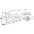 Corduroy Sofa , Modern Upholstered 4 Seater With With 1 Footstool Corduroy Fabric Sofaoffice Living Room Apartment Comfort Sofa, Easy To Assemble With 2 Arm Pillows And 4 Throw Pillows Grey Corduroy 4 Seat