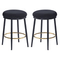 24.75'' Modern Counter Stools Set Of 2,Black Counter Stools With Iron Frame,Sponge Cushion,Footrest,Suitable For Kitchen Bedroom Dining Room Iron Black Kitchen Sponge Round Modern Set Of 2 Fiber