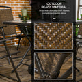 Outsunny 5 Pieces Wicker Patio Dining Set, Foldable Outdoor Table And Chairs, Wicker Furniture Dining Set With Umbrella Hole, Tempered Glass Table, Dark Brown Brown Rattan