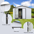 Metal Garden Sheds 10Ftx12Ft Outdoor White Grey White Gray Metal