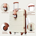 Luggage Sets 4 Piece, 20 Inch With Usb Port, Expandable Abs Durable Suitcase With Travel Bag, Cup Holder, Abs Hard Shell Luggage With Spinner Wheels, Beige And Brown Beige Brown Abs