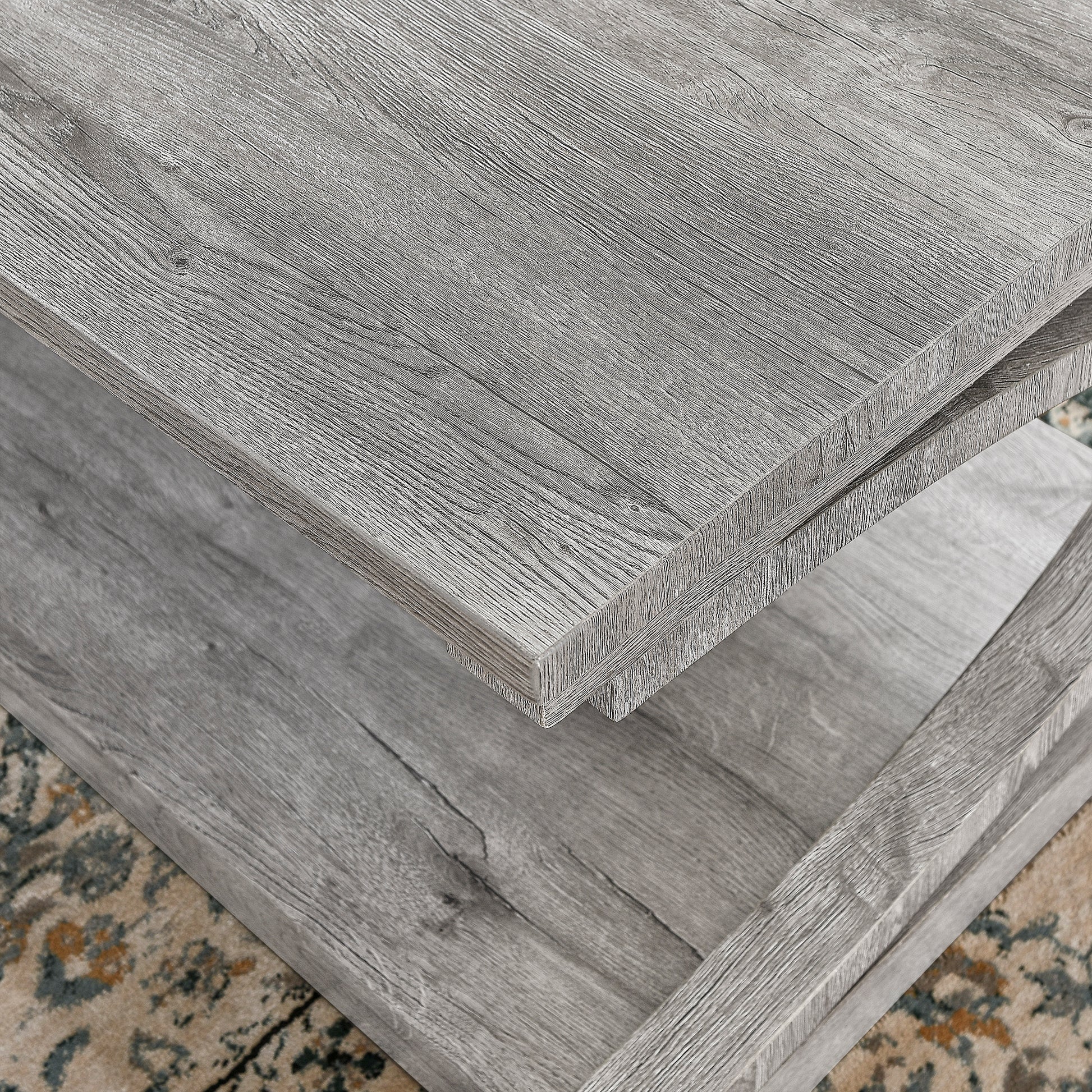 Unique Coffee Table, Solid Wood 23.8 Inch Modern Coffee Table Modern Center Table With Storage, Solid Wood Special Shape Coffee Table, Living Room, Kitchen, Apartment Dining Table Gray Solid Wood Mdf