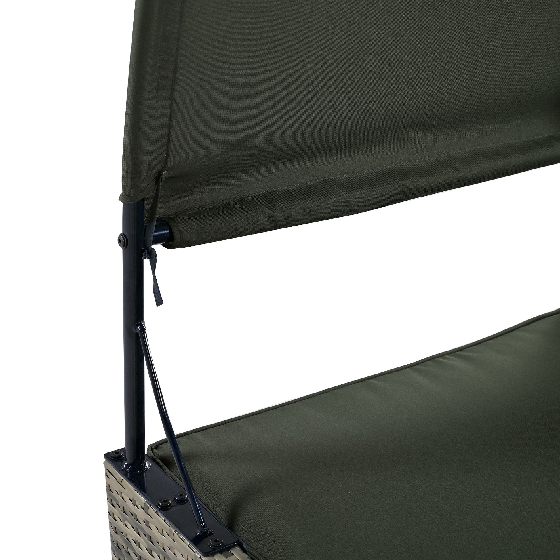 Patio Daybed Outdoor Daybed Outdoor Rattan Sun Lounger With Shelter Roof With Adjustable Backrest, Storage Box And 2 Cup Holders For Patio, Balcony, Poolside,Grey Yes Grey Seats 2 Water Resistant Frame Water Resistant Cushion Garden & Outdoor Sectional