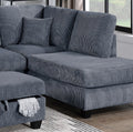 Contemporary Dark Gray 3Pc Sectional Set Corduroy Upholstered Laf Sofa Raf Chaise Ottoman L Sectional Living Room Furniture Dark Gray Primary Living Space Cushion Back Contemporary,Modern L Shaped Rubberwood Corduroy 6 Seat