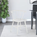 22 Inch Set Of 2 Dining Chairs, Spindle Backrest, Matte White Wood Design White Solid Wood