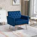 Coolmore Velvet Armchair Single Sofa Modern Tufted Upholstered Side Reading Chairs With Arm And Gold Metal Leg For Living Room Bedroom Navy Navy Foam Velvet