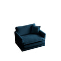 Comfy Deep Single Seat Sofa Upholstered Reading Armchair Living Room Chair Blue Chenille Fabric1 Toss Pillow Blue Chenille 1 Seat