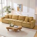 4 Seats Complimentary 2 Pillows ,Oversized Sectional Sofa,L Shaped Corner Couch With Detachable Seat & Back Cushion, Corduroy Upholstery Convertible Sleeper Sofa&Couch For Living Room Yellow Fabric 4 Seat