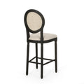 Barstool Beige Natural Wood Fabric Rattan