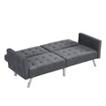 Sofa Bed Convertible Folding Dark Grey Lounge Couch Loveseat Sleeper Sofa Armrests Living Room Bedroom Apartment Reading Room Dark Gray Linen 2 Seat