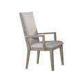 Wooden Arm Chairs With Fabric Padded Seat And High Backrest, Gray, Set Of Two Gray Wood Fabric