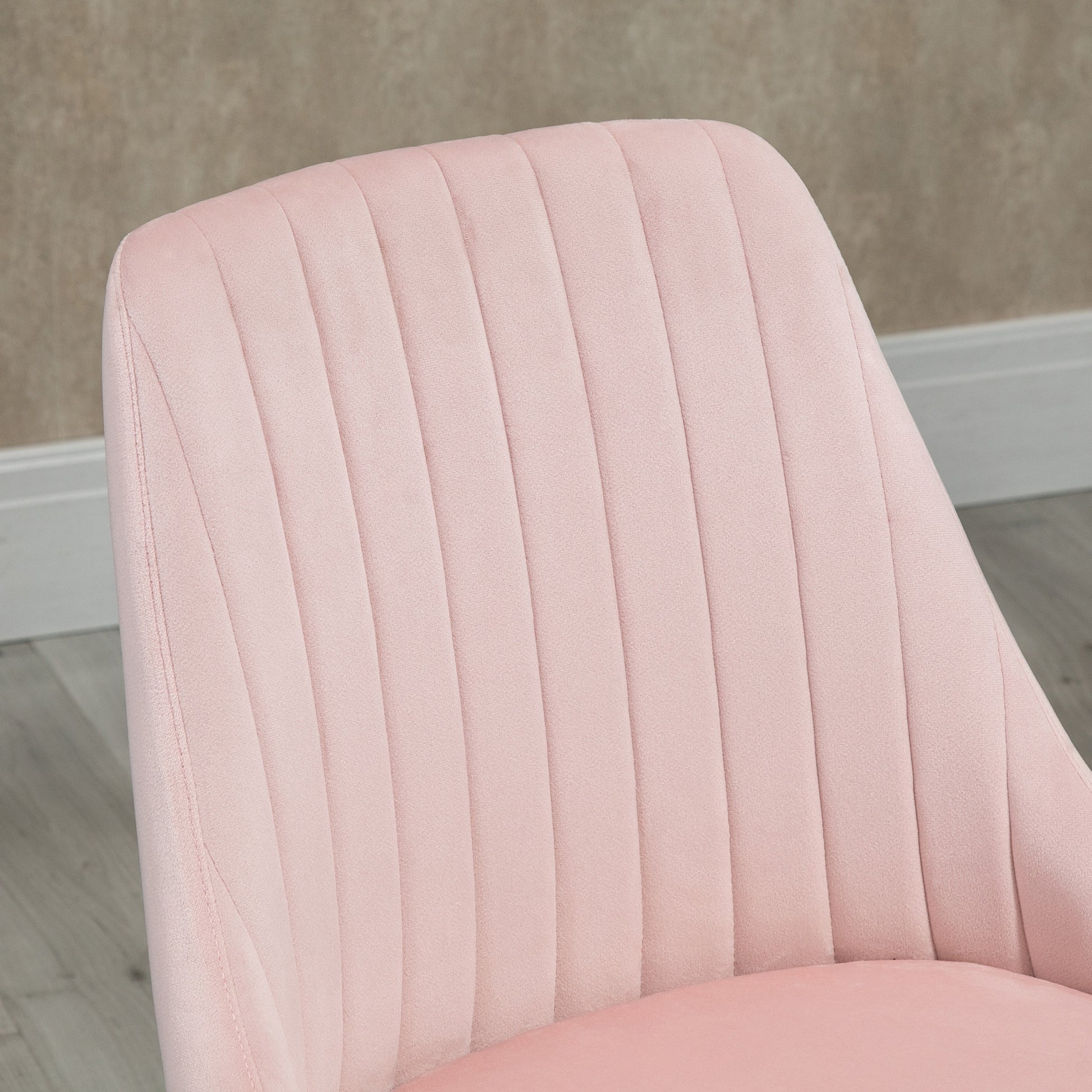Vinsetto Mid Back Office Chair, Velvet Fabric Swivel Sop Shape Computer Desk Chair For Home Office Or Bedroom, Pink Pink Polyester