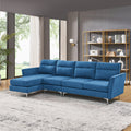 Modern Sofa 3 Seat Couch With Stainless Steel Trim And Metal Legs For Living Room,Package Compression Sofa Technology,Navy Blue Navy Blue Foam 5 Seat