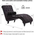 Button Tufted Chaise Lounge Indoor With Solid Wood Leg Support Pillow, Upholstered Chaise Lounge Chair For Bedroom Living Room Office, Armless Rolled Backrest Leisure Sofa Recliner Black Velvet Black Wood Fabric