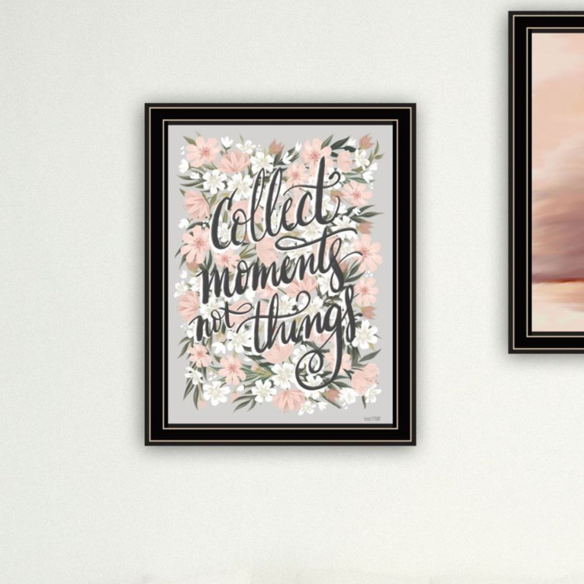 "Collect Moments Not Things" Framed Wall Art For Living Room, Wall Art Print For Home Decor, Bedroom Wall Art By House Fenway Multicolor Wood Paper