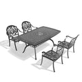 Cushions In Random Colors 5 Piece Set Of Cast Aluminum Patio Furniture With Cushions Yes Dining Set Black Seats 4 Rust Resistant Frame Water Resistant Cushion Garden & Outdoor Complete Patio Sets