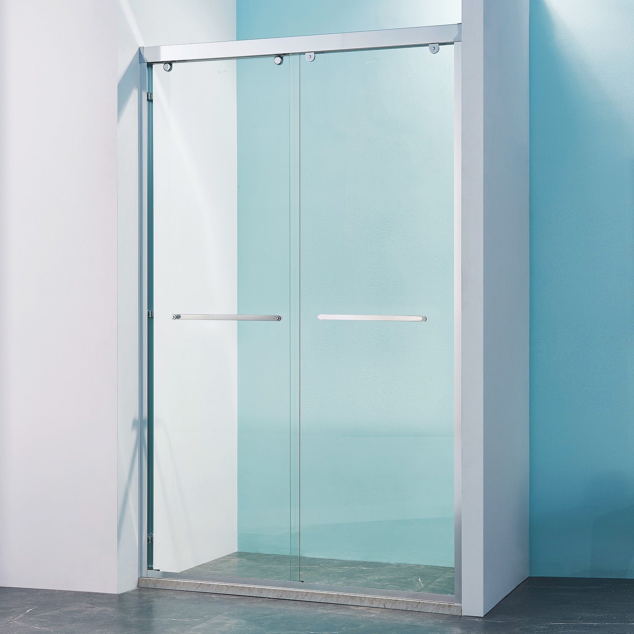 44 48"W X 75"H Double Sliding Shower Door, Aluminium Alloy Frame In Chrome, 5 16" 8Mm Thick Sgcc Tempered Clear Glass. Chrome Bathroom Classic,Luxury,Modern Glass Aluminium Alloy