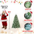 8Ft Scotch Pine Christmas Tree, Premium Frosted Pre Decorated Artificial Holiday Decor W 1,858 Branch Tips, Xmas Trees For Holiday Party Decoration Green Polyethylene